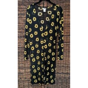 NYC Y2K Mesh Sunflower Open Front Duster Womens Medium Festival Country Cowgirl